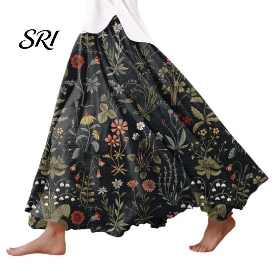 Long Skirt Maxi High Waisted 3D Floral Print Large Hem Lightweight Bohemia Style Summer Slimming Work Leisure Daily Wear Boho