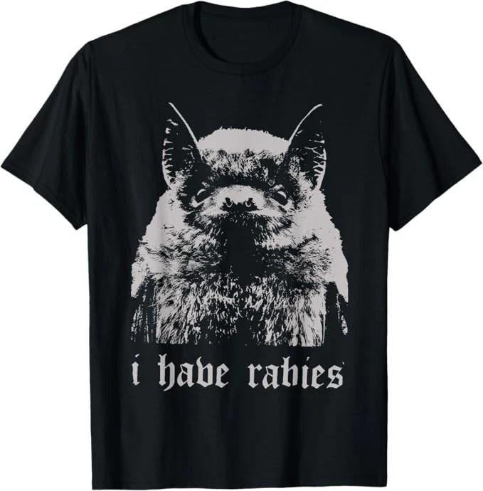 Vintage I Have Rabies Bat Funny Meme Quotes T-Shirt 3XL