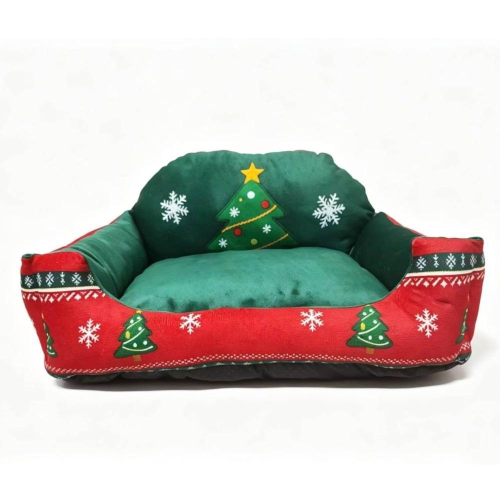Washable Cat Sleeping Mat Soft Plush Warm Cat House Christmas Pet Sofa Bed Festival