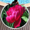 Botanical Peony Floral Round Beach Towel,Microfiber Sand Resistant Beach Blanket,Soft Absorbent Quick Dry Pool Towel Picnic Mat
