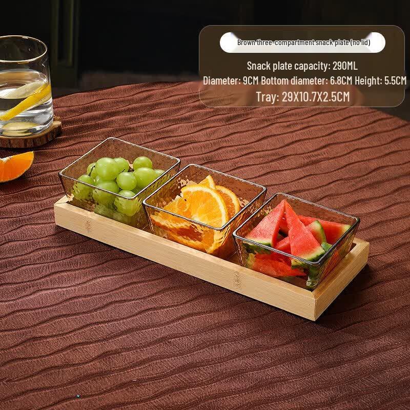 Qī Wēi Korean Style Divided Melamine Snack Plate with Lid