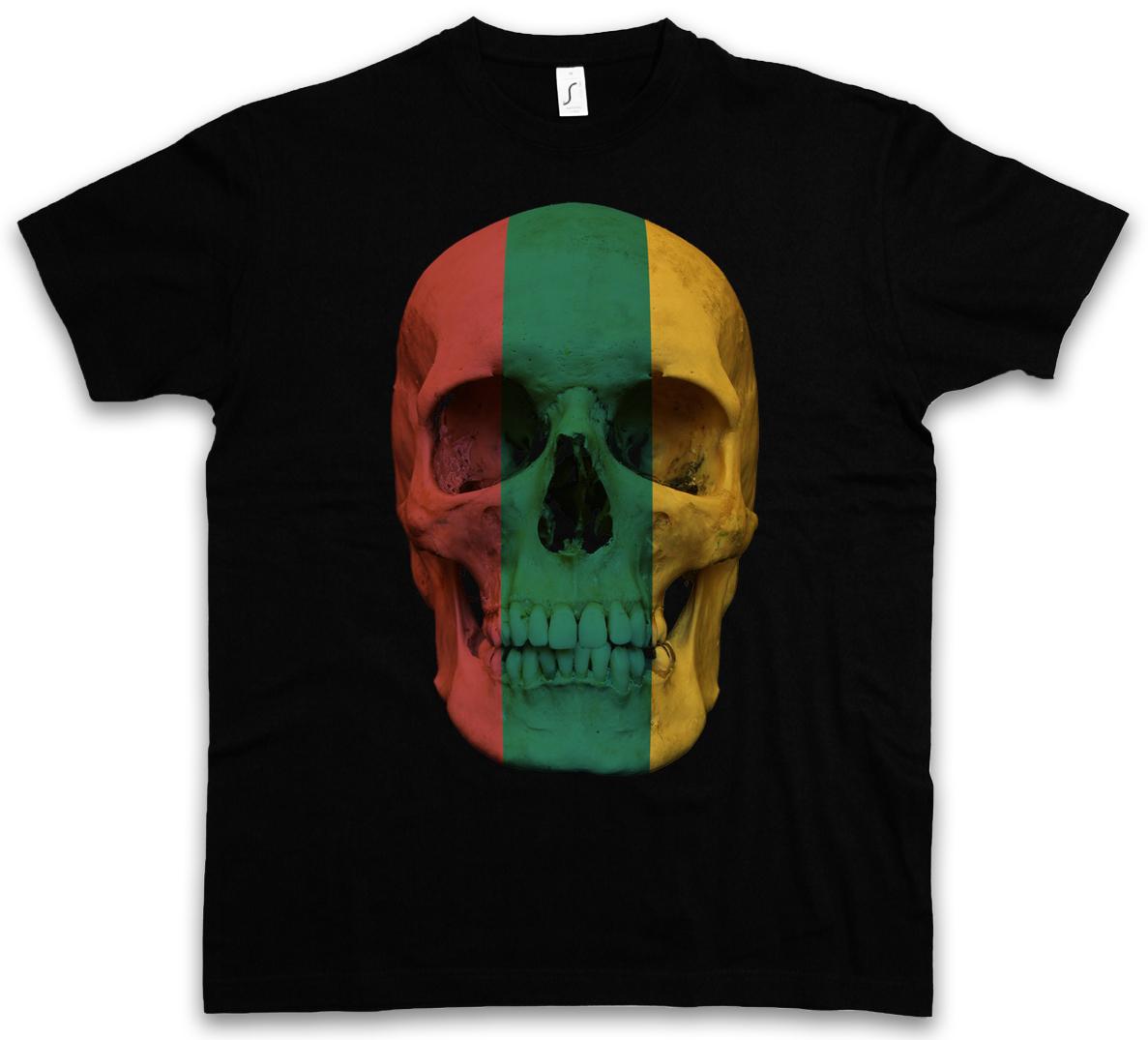 CLASSIC LITHUANIA SKULL FLAG T-SHIRT Skull Banner Flag Lithuania- S