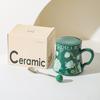 Lily of The Valley Ceramic Water Cup Home Office Large Capacity Coffee Cup Breakfast Cup with Lid Design Coffee Cup