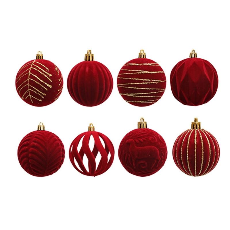 12 pezzi di decorazioni per l'albero di Natale in velluto, palline colorate dipinte, decorazioni festive per la casa e il matrimonio