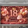 2D 18th Birthday Photography Background, Rose Gold Themed Party Backdrop Banner