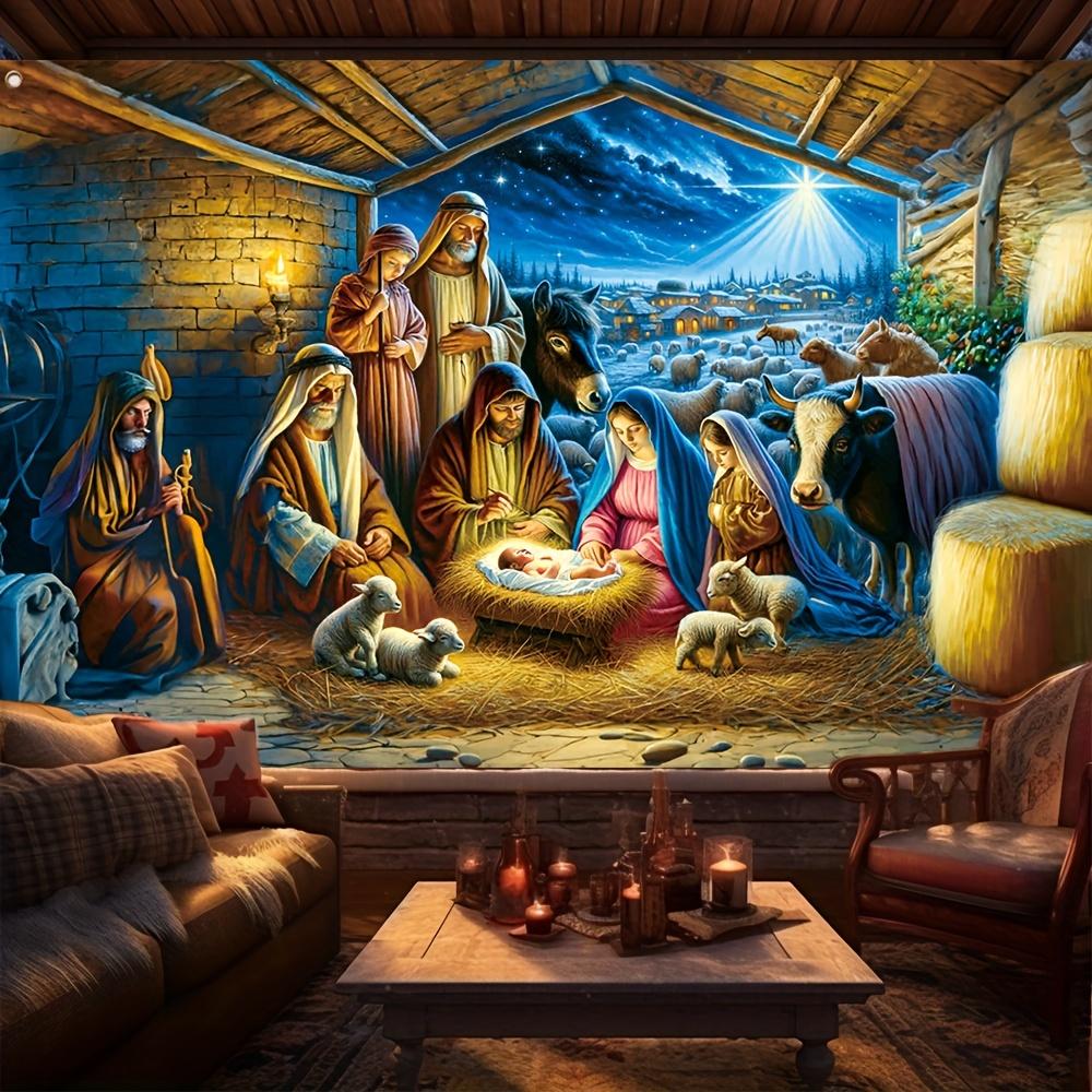 Easter Christmas background party banner, shepherd, Jesus Nativity pattern decoration
