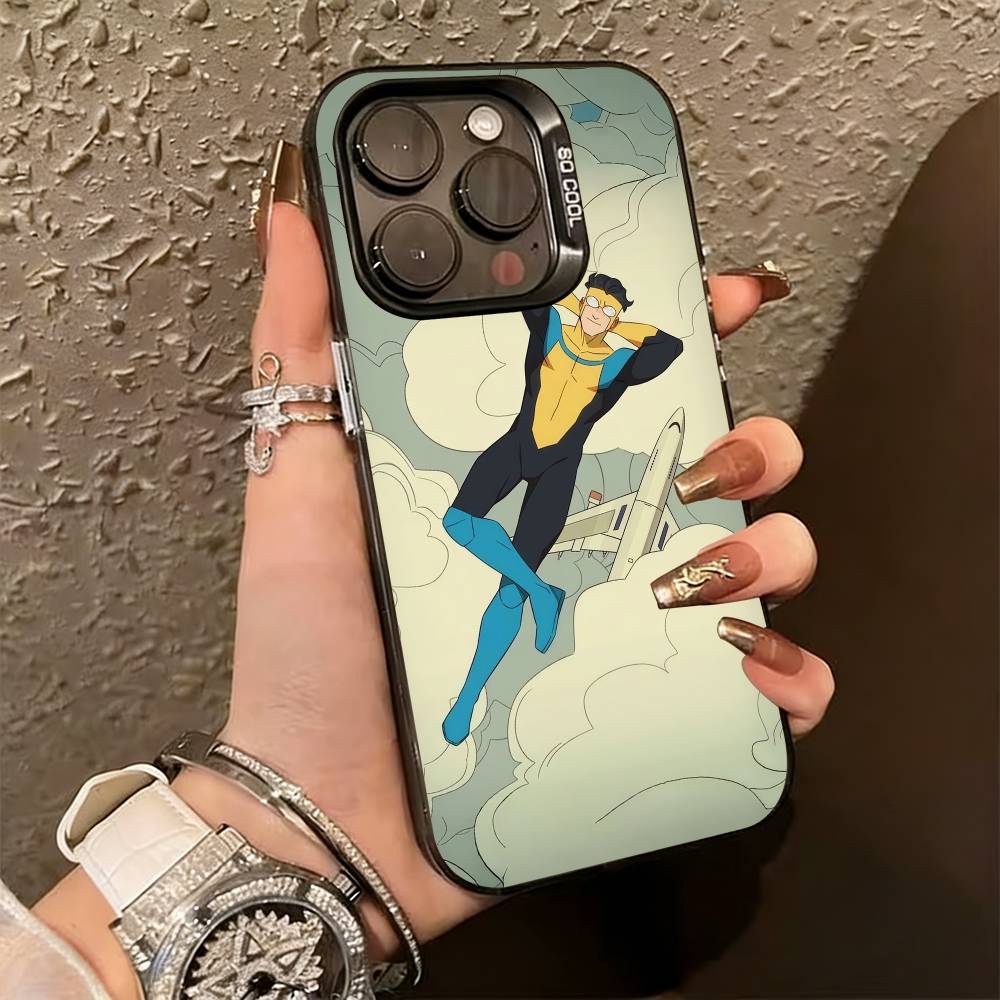 Cartoon I-Invincible  Phone Case For iPhone 17,16,15,14,13,12,11 Plus,Pro Max,XS,Colored Silver Plated Inside Cover