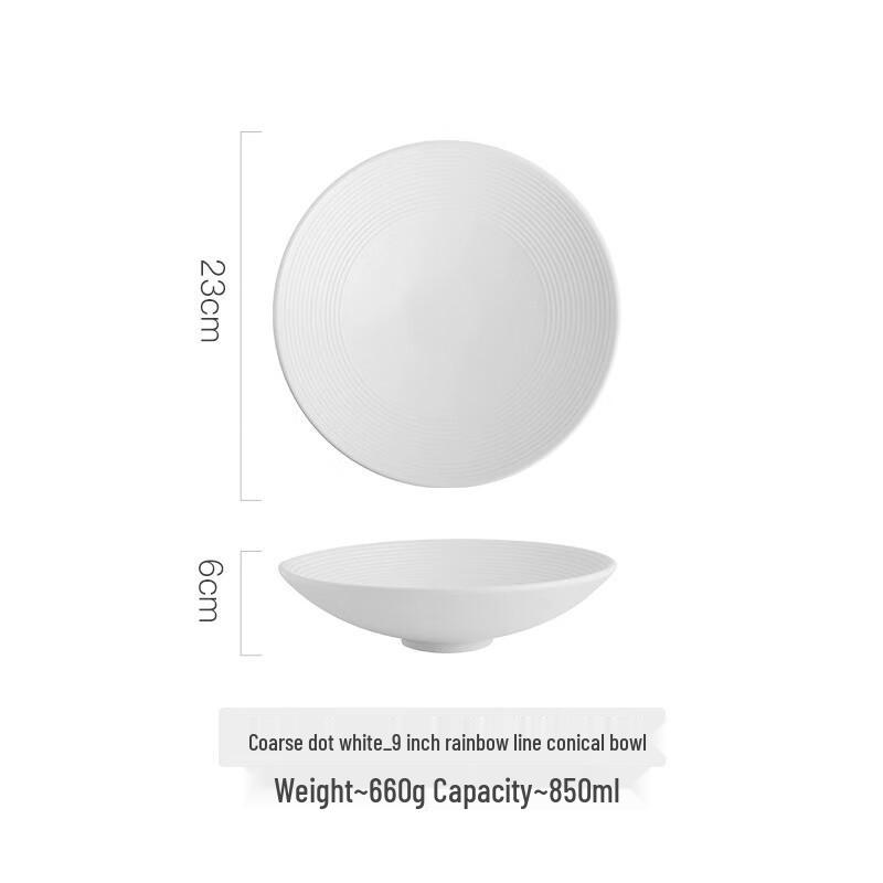 Pure White Ribbed Ceramic Pasta & Soup Plate