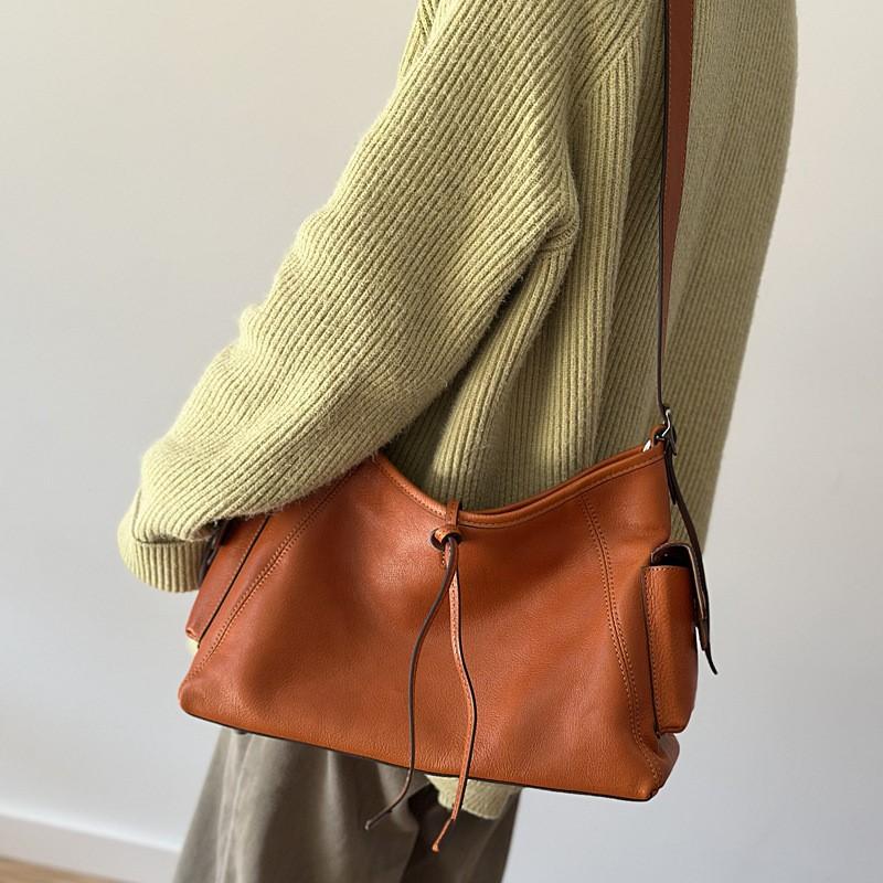 Johnature Casual Tote Bag Genuine Leather Soft Cowhide Large Capacity Simple Commuting Women's Shoulder Bags