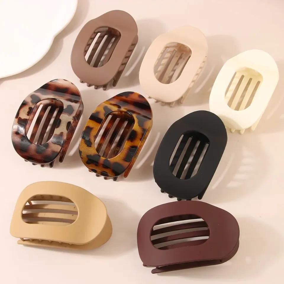 Presilha de Cabelo Oval da Moda para Mulheres Novo Design Leopardo Fosco Curvado Plano Modelador Barretes Acessórios de Cabelo
