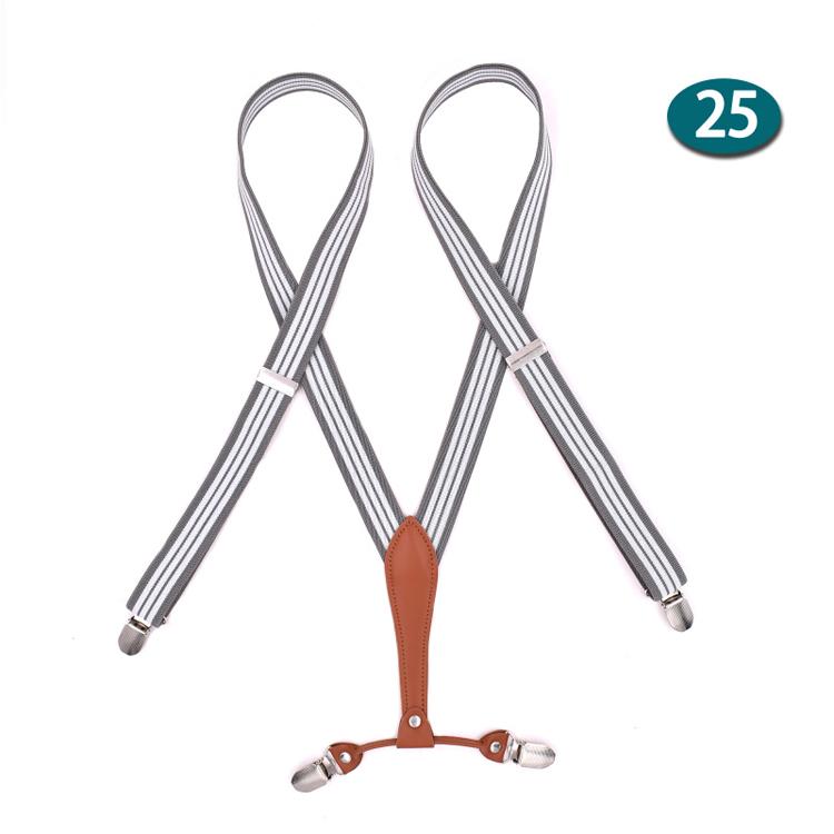 Leather Suspenders Man's Braces 4 Clips Adult Suspensorio Tirantes Hombre  Elastic strap 2.5*120cm