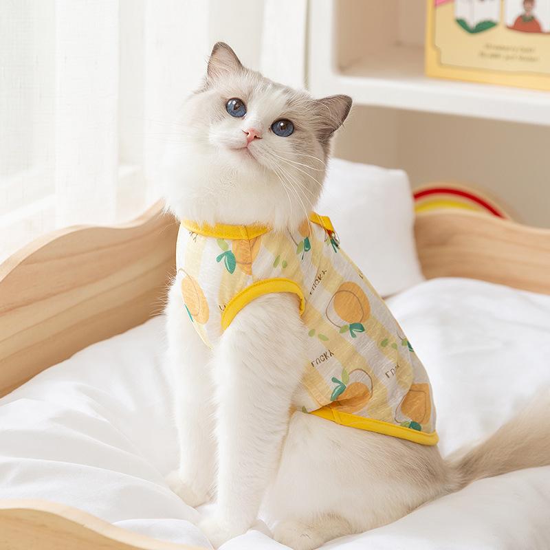 Summer New Cartoon Cute Wind Full Print Pet Two-legged Vest Can Pull Pet Clothes Dog Cat Clothing