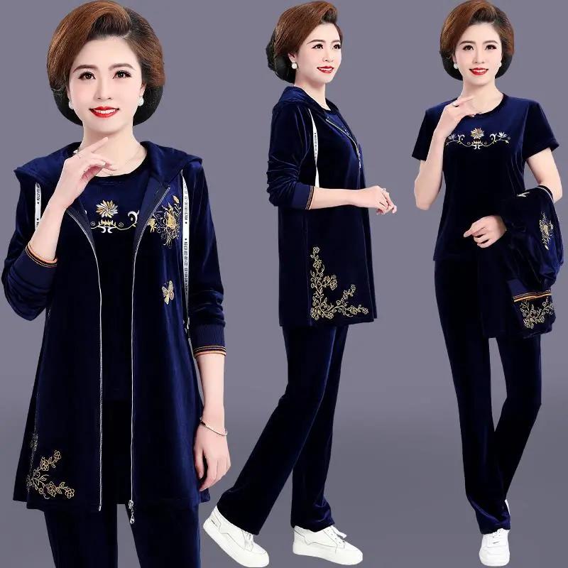 Ensemble Athlétique Mi-Longueur Printemps/Automne pour Femme: Ensemble Blouse + Pantalon Élégant