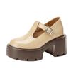 12Lm geringe Innenhöhenerhöhung khaki Mary Janes kleine Lederschuhe Damen runde Zehen superhoher Absatz kleine Größe Plateau Einzelne Schuhe 33
