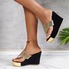 Fashion New Summer Fashion High-heeled Slippers for Women Casual Platform Wedges Flip-flops Women's Shoes Rhinestone Thick Bottom Slides