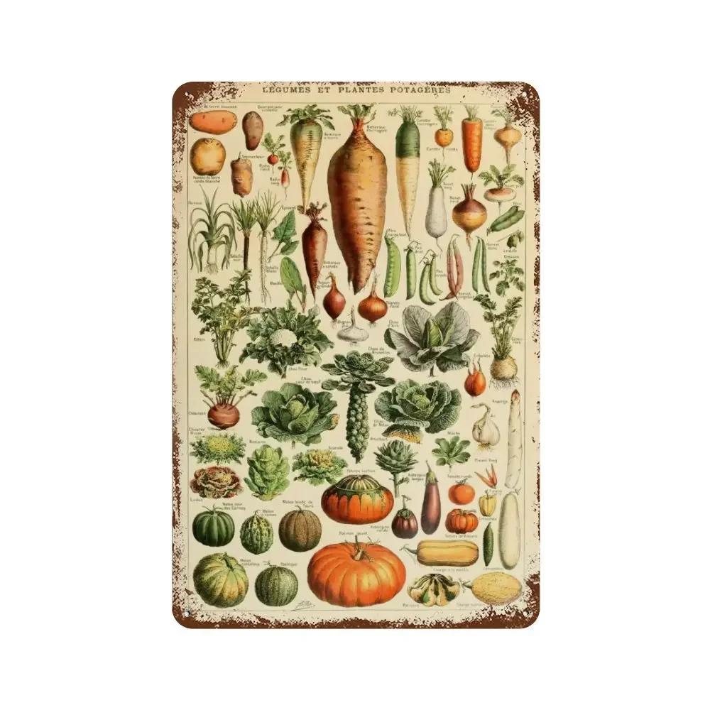 Vintage Mushroom Medicine Flower Insect Butterfly Vegetable Pumpkin Carrot Metal Aluminum Signs Home Room Garden Wall Art Pla