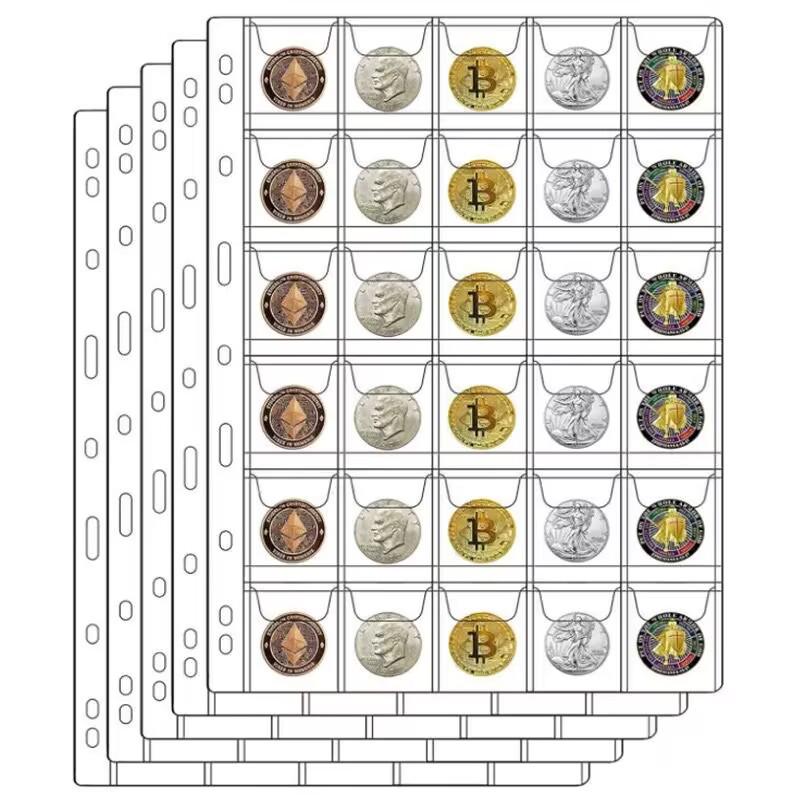 Cross-Border Coin Banknotes Collection: 9-Hole, 30-Pocket PVC Loose-Leaf Flip-Up Storage Pages