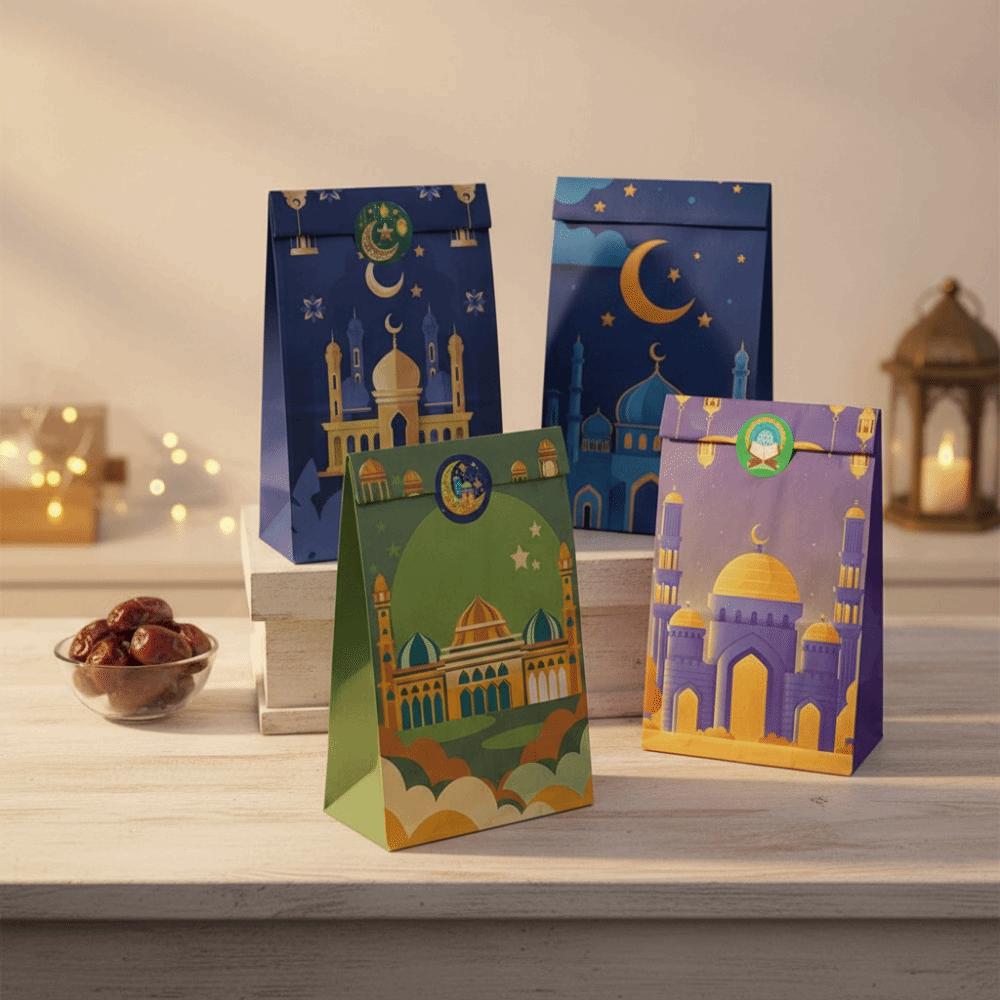 12Pcs Mixed Pattern Eid Mubarak Gift Bag Multicolor Eid Mubarak Gift Paper Bags  Party Supplies