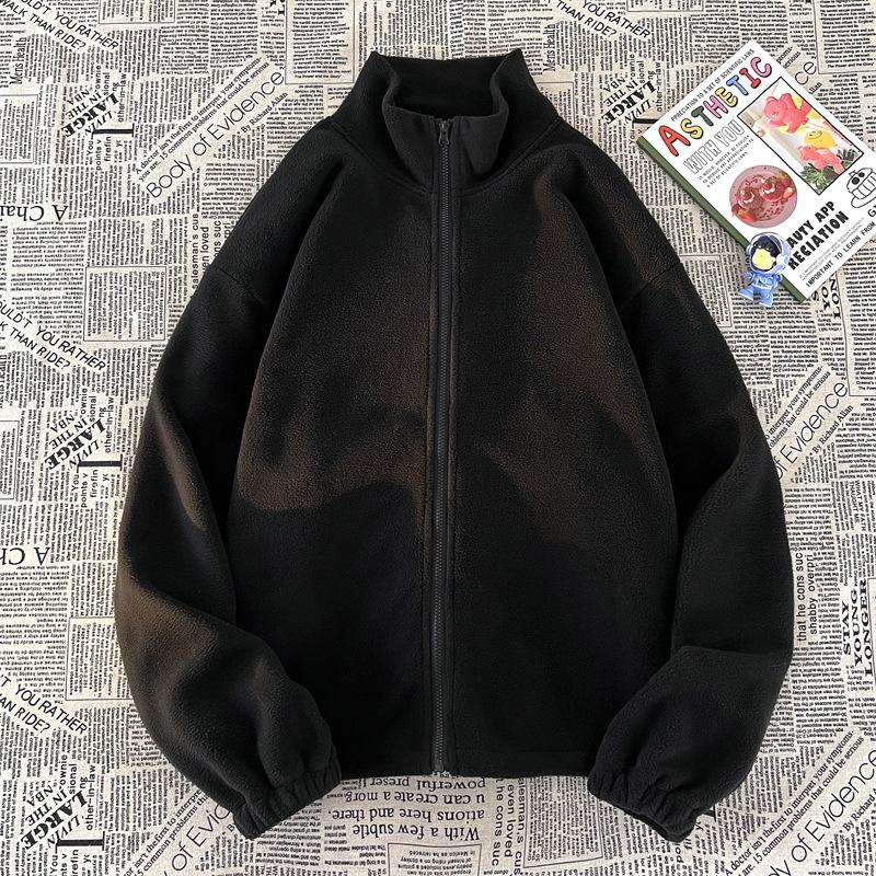 

Подкладка куртки двусторонняя флисовая теплая осенне-зимняя новая однотонная с длинным рукавом 5XL чёрный