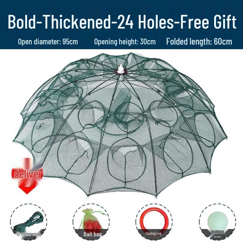 Foldable Thickened Fish and Shrimp Trap Net for Outdoor Fishing.
