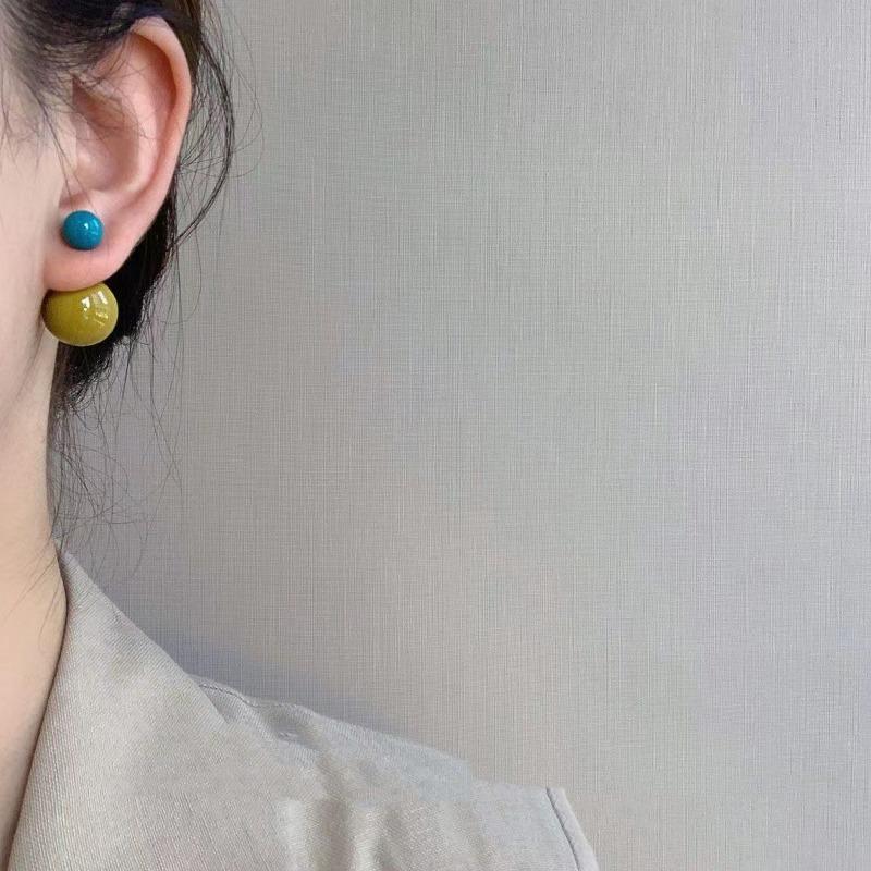 Clip on Convertible Ball Stud Earrings Candy Color Block Acrylic Material Fashion Jewelry Lightweight Comfort Wear