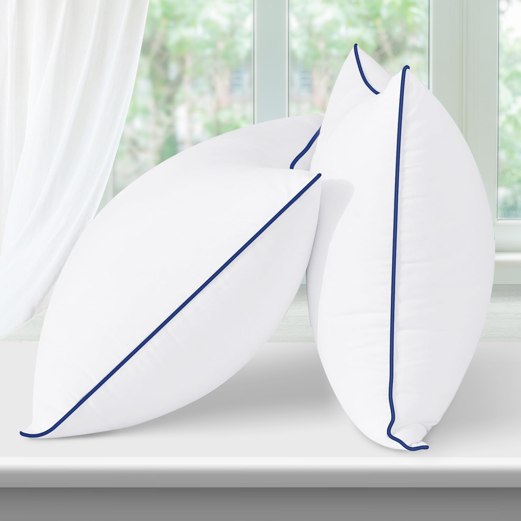 

[Amazon Exclusive Brand] Bolinker Pillow, 100% Cotton, Hotel-Friendly, Washable, Double-Sided, Soft, Breathable, High-Resilience, White (63x43x20cm),