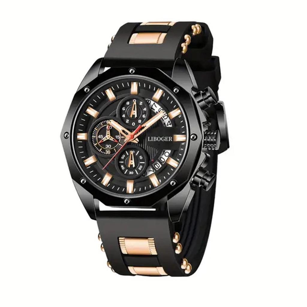 Men's Multifunctional Silicone Strap Sports Watch with Calendar