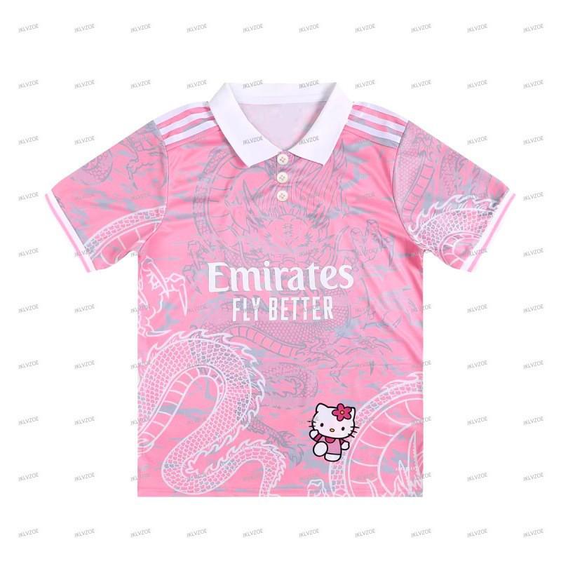 Hello Kitty 3D Digital Print Loose Fit Breathable Sporty Polo Shirt Cycling Outdoor Activities