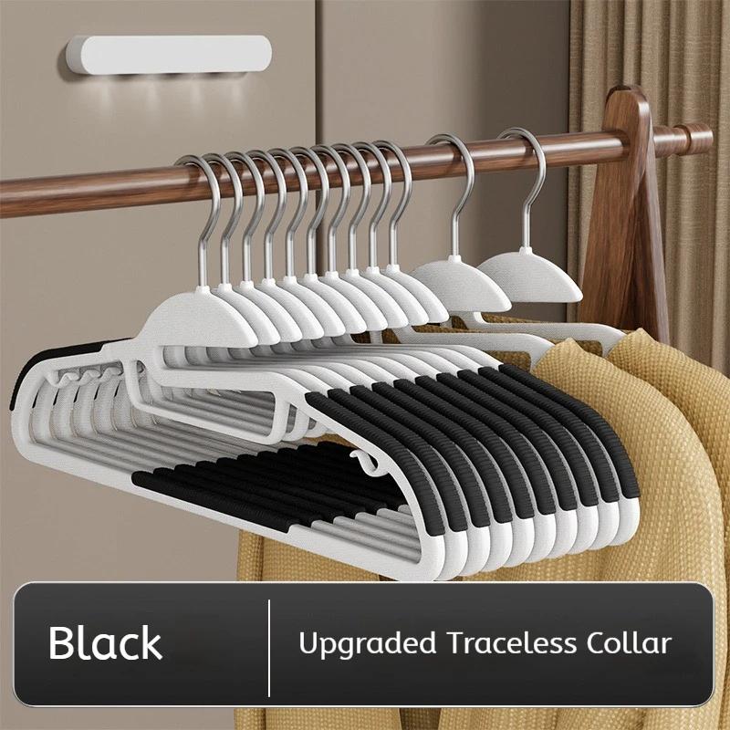 10Pcs Multifunctional Wet and Dry Household Hanger Suitable for Hanging Clothes Bedroom Wardrobe Anti-Slip Black/Orange/Grey