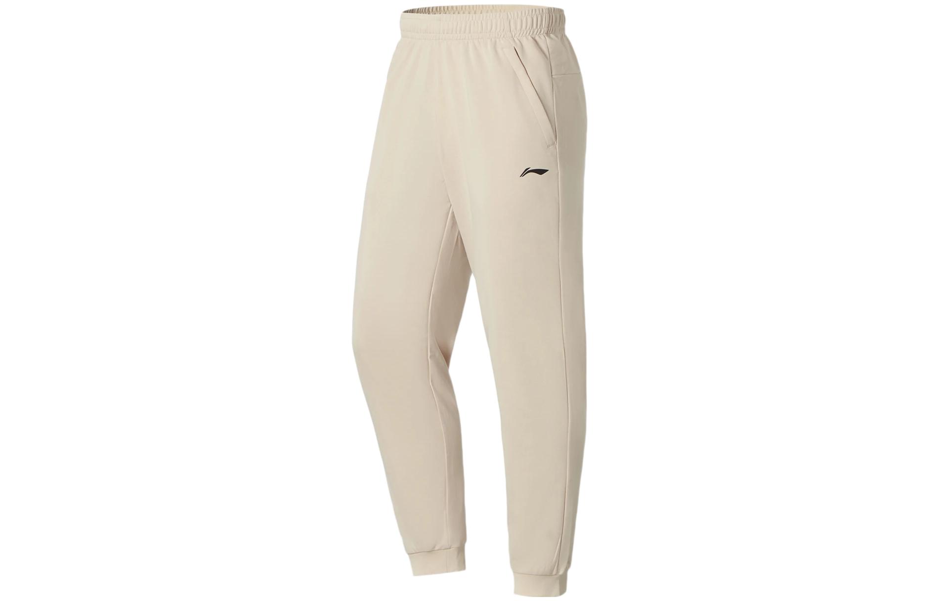 Li Ning Fitness Series Knitted Sweatpants Men s Oat Gray Moderate Cuffed Pants AKLS351-3 XL