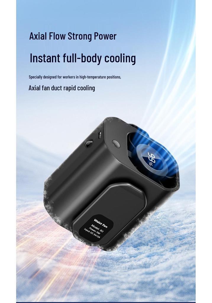 Compact High-Speed Waist & Neck Clip-on Fan for Outdoor and Construction Use