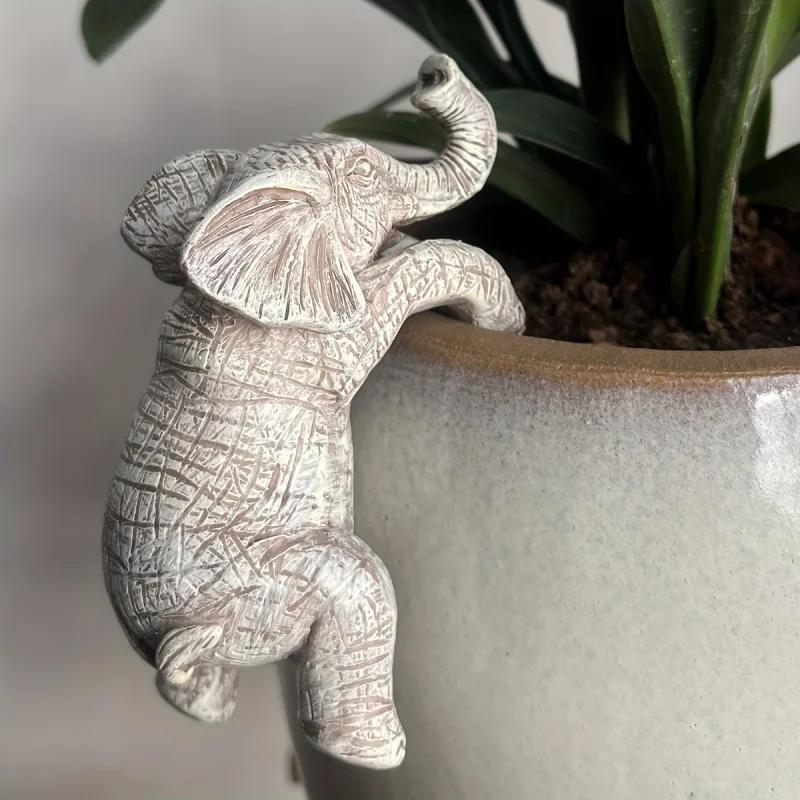 

1pc Elephant Hanging Flower Pot Charming Balcony & Garden Decor, Adorable Animal Sculpture, Ideal Gift for Elephant Lovers
