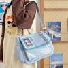 ins girl versatile mailman bag cute college transparent pain bag crossbody class loading book student bag