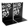 Compact Bookend 2PCS Metal Bookends, L-Shaped Reinforced Support Book Holder, with Non-Slip Large Capacity Holder Pads, Hollow Floral Design