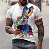 Mode Heren Ronde Hals Korte Mouw 3D Dier Kleurprint Dier Korte Mouw Ronde Hals T-shirt