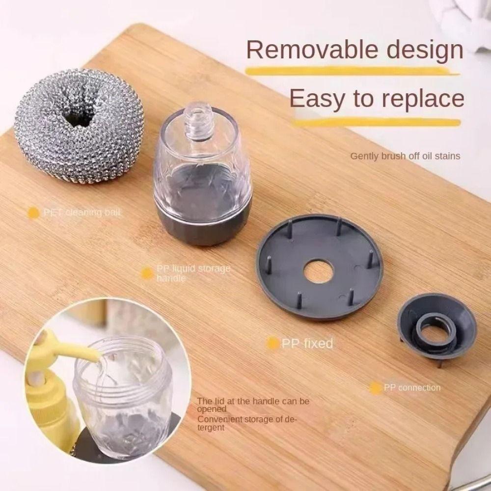 5Pcs Press Type Dish Cleaning Brush Creative Soap Dispensing Dishwashing Tool Kitchen Accessories
