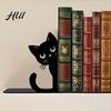 Rounded Corner Bookend 2Pcs Black Cat Bookends for Shelves, Cute Metal Book Holder Kids Room Desk, Heavy Duty Non-Slip Stopper Home Office Decor