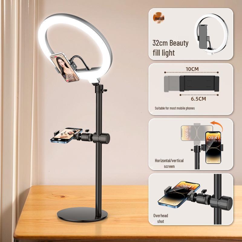 Dual-Machine Live Stream Phone Stand: Adjustable Desktop Holder for Shooting & Viewing