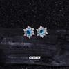 Boucles d'oreilles puces Flocon de neige Zircon bleu - Accessoire de luxe Automne/Hiver pour femmes