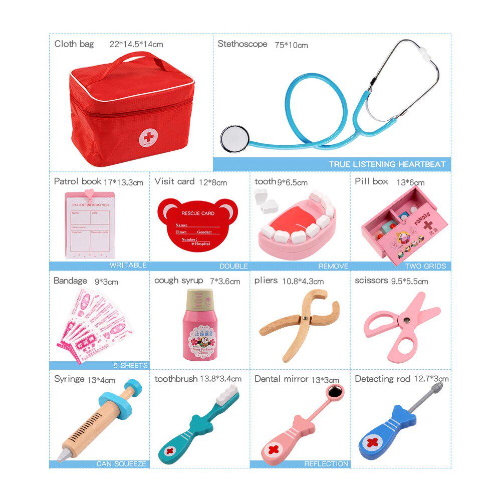 Arzt Rollenspiel Kinderspielzeug Cosplay Simulation Arzt Spielset Holz Simulation Medizin Spielzeug