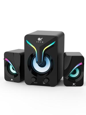 OROW PC Speakers, 2.1ch Subwoofer Speakers with RGB Lights for Monitors, TVs, and PCs, Gaming Speakers with Deep Bass and 3.5mm Input (S212)
