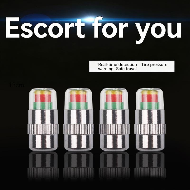 4-Pack Of Tire Pressure Monitoring Caps Tire Pressure Warning Devices And Visual Tire Pressure Detectors