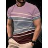 Summer Round Neck 3D Contrast Color Print Top Fashionable Casual Short Sleeved Men's T-shirts