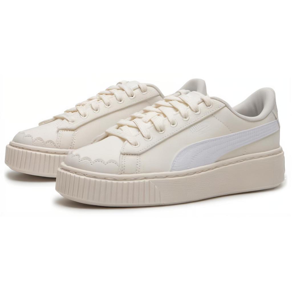 New PUMA BASKET PLATFORM Canvas V2 Coverage Breathable Low Top Skateboard Shoes Women's White 399699-02
