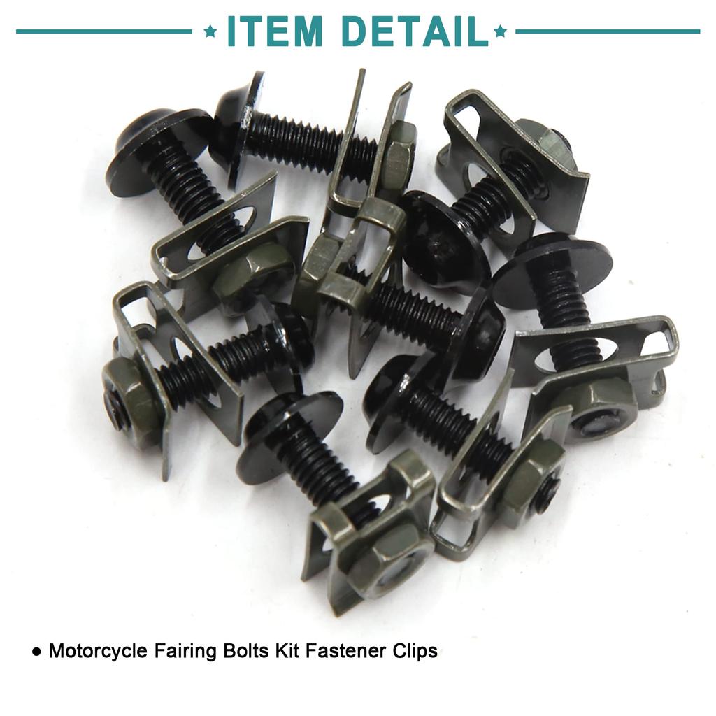 ACROPIX Motorcycle Fairing Bolt Kit Fastener Clip Screws M6 Black 8pcs