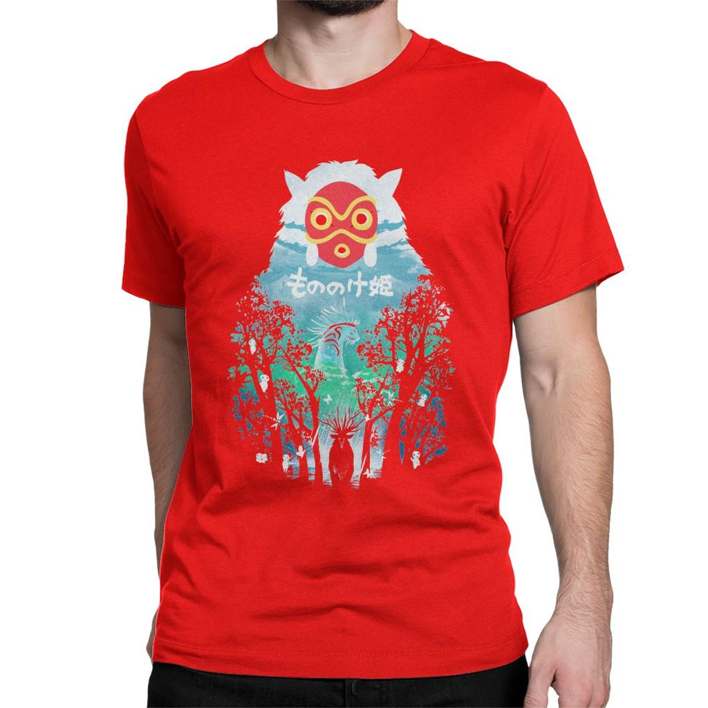 Vintage River Flows In You T Shirt For Men Pure Cotton T Shirts Princess Mononoke Ghibli