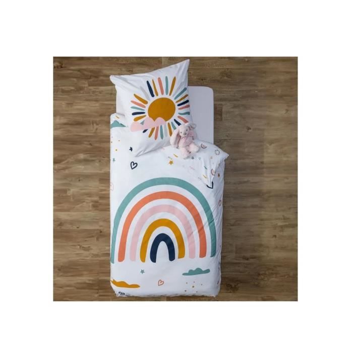 Housse de couette - Arc en ciel de douceur - 140 x 200 cm - 1 taie - 100% coton - Oeko-Tex®