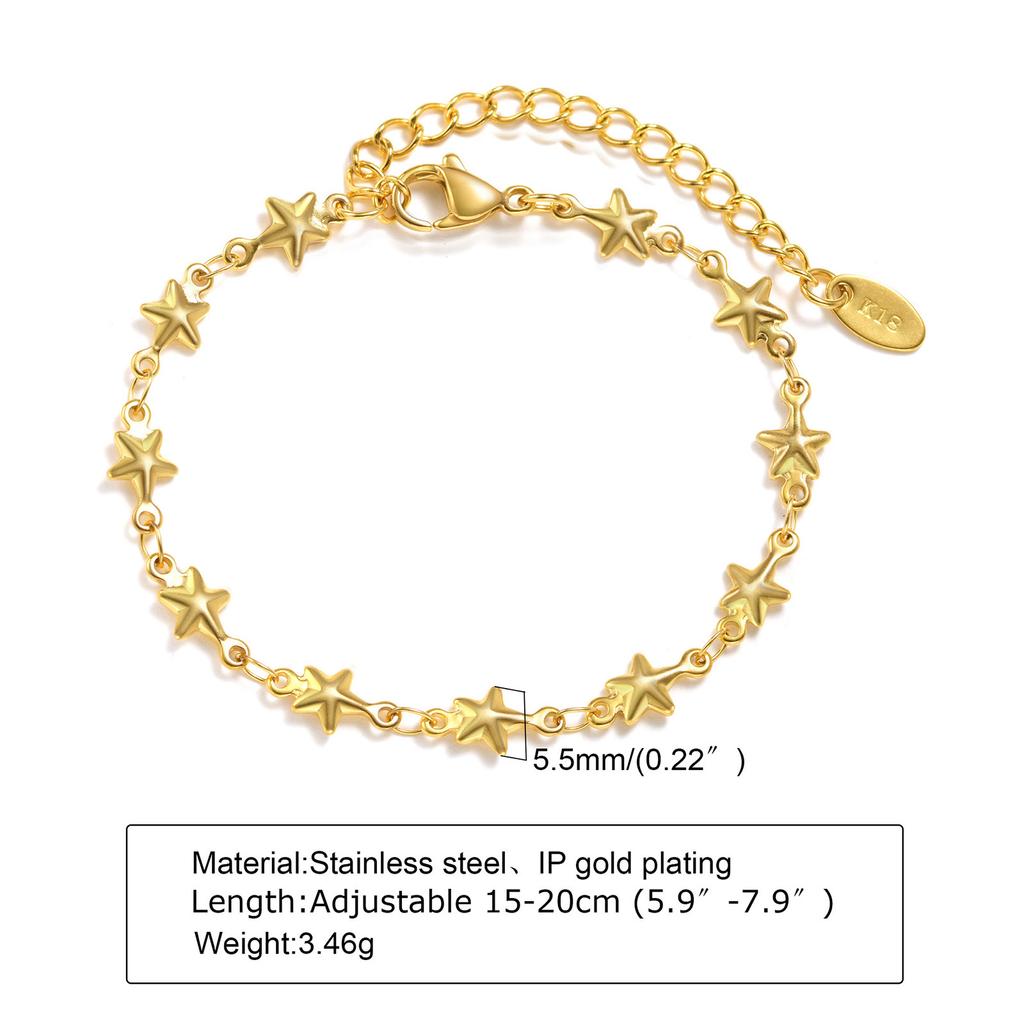 Stainless Steel Chain Gold Personalized Fashion Bracelet Stacked Bead Chain 1170