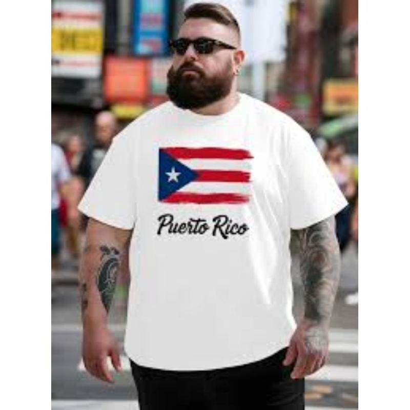 

Puerto Rico Flag Graphic T-Shirt,Soft Breathable & Fade-Resistant, Classic Fit for Daily Casual Wear S