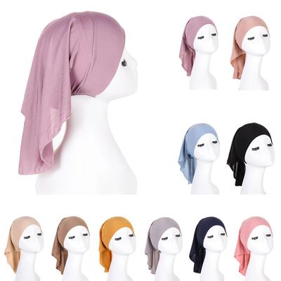 Yumuşak Kadın İç Hicap Bone Müslüman Esnek Türban Şapka Düz Renk İslami Alt Eşarp Bone Kadın Saç Bandı Tüp Şapka Turbante Mujer